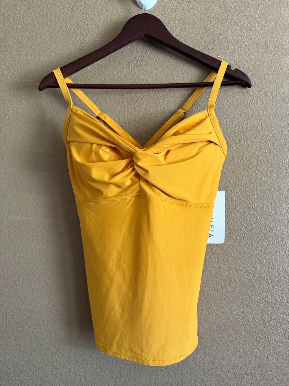 Athleta Yellow Twist up Swim Tankini Top Size 36D/DD NWT